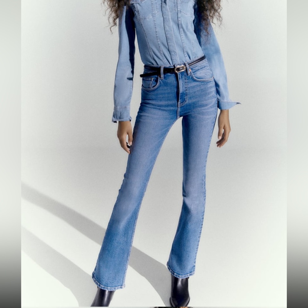zara full length flare jeans
